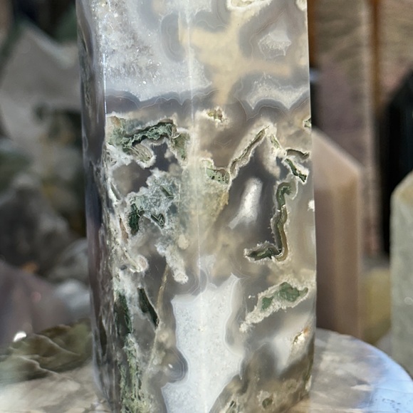 🔥SALE🔥 Moss Agate Crystal Tower With Druzy! - Picture 10 of 11